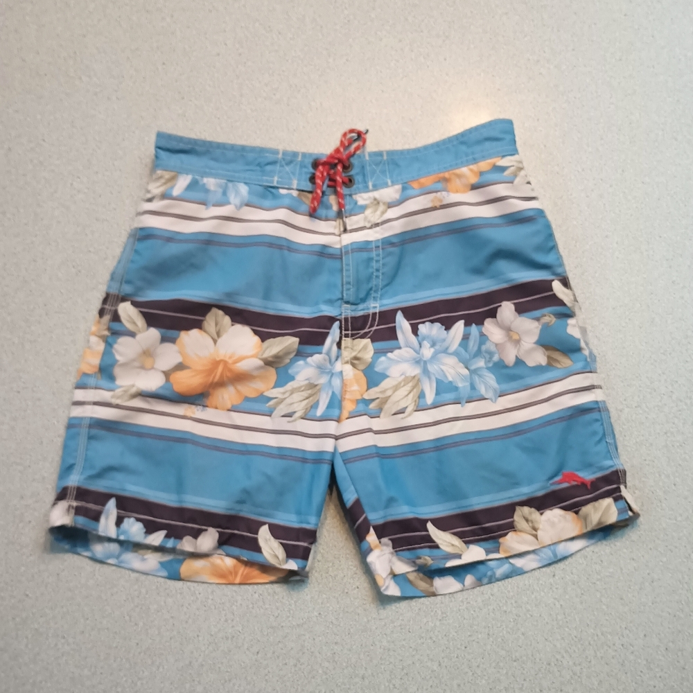 Tommy Bahama Floral Striped Swim Shorts (Small)